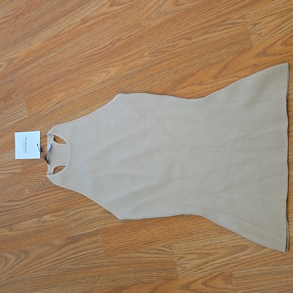 NEW De Rococo Rib Black Tank Size Small Tan Beige